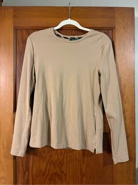 Lauren Ralph Lauren Neutral Beige Long Sleeve Crewneck Top
